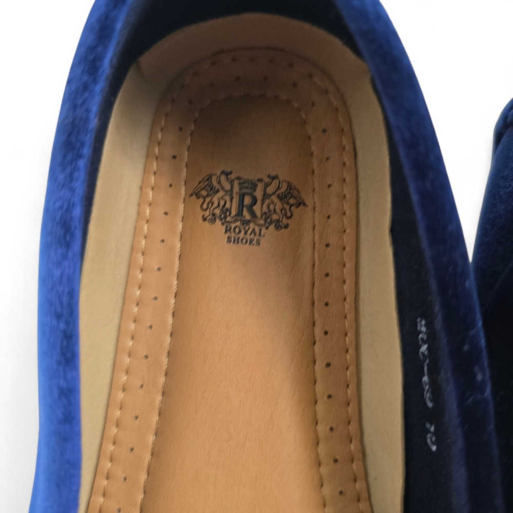 Royal Shoes Navy Velvet Loafers – Luxe Horsebit Slip-On Flats Size 10 - Picture 5 of 5